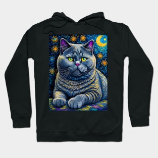 The British Shorthair Cat in starry night Hoodie